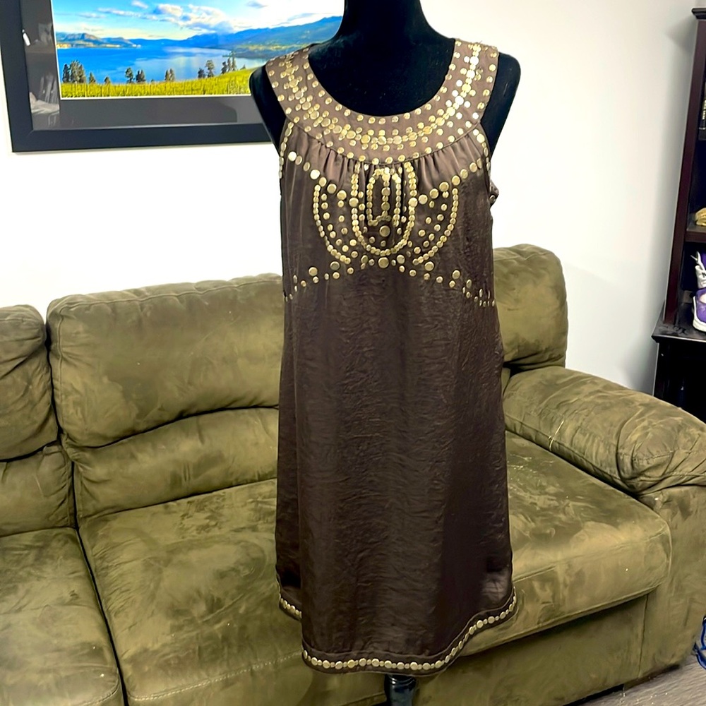 Alfani Chocolate Brown embellished sheath Dress (M)